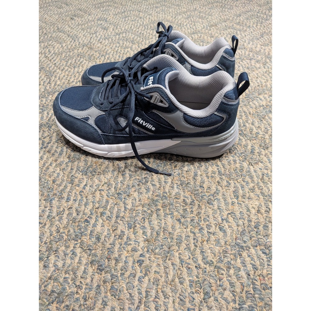 FitVille Rebound Core Men 11 Extra Wide Navy Blue Grey Walking Shoe LQ-RNV12025M
